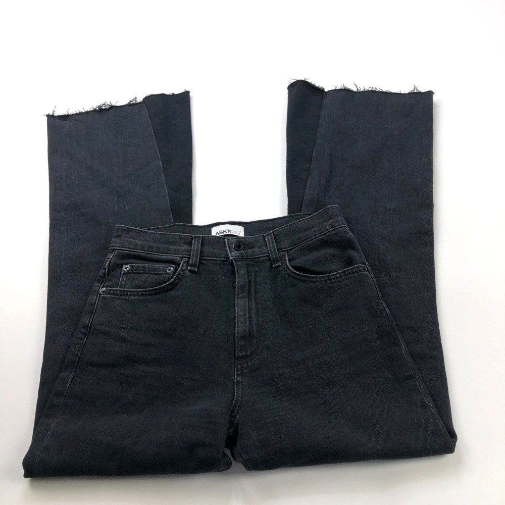 Askk NY Flare BOHO 26 (Fits 26W 28L) High Rise Cut Off Festival Jeans Black HRJ